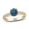 Thumbnail Image 0 of Natural London Blue Topaz & Diamond Engagement Ring 1/5 ct tw 14K Yellow Gold
