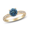 Thumbnail Image 1 of Natural London Blue Topaz & Diamond Engagement Ring 1/5 ct tw 14K Yellow Gold