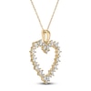 Thumbnail Image 2 of Marquise-Cut & Round Diamond Heart Pendant Necklace 3/4 ct tw 10K Yellow Gold