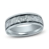 Thumbnail Image 1 of Men's Hammered Frost Wedding Band  14K White Gold 8mm