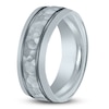 Thumbnail Image 2 of Men's Hammered Frost Wedding Band  14K White Gold 8mm