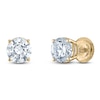 Thumbnail Image 1 of Certified Round-Cut Diamond Solitaire Stud Earrings 2 ct tw 14K Yellow Gold (I/I1)