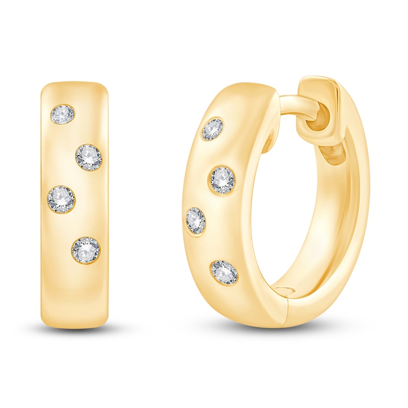 Main Image 1 of Children's Diamond Accent Bubble Huggie Hoop Earrings 14K Yellow Gold 10mm