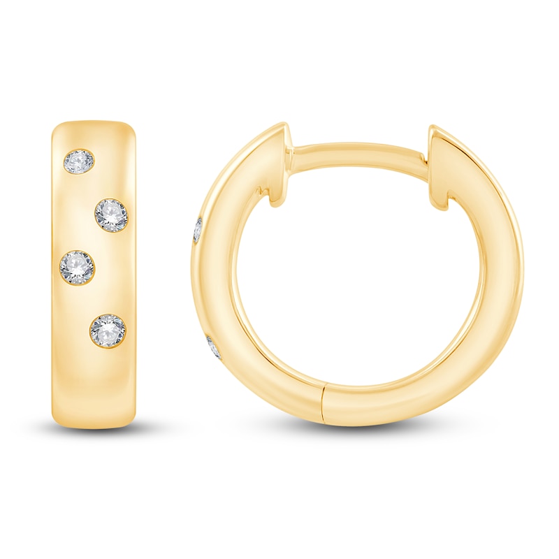 Main Image 2 of Children's Diamond Accent Bubble Huggie Hoop Earrings 14K Yellow Gold 10mm