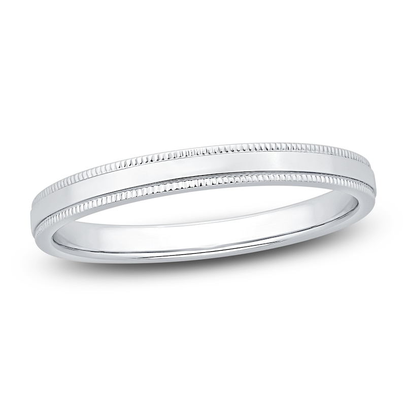 Main Image 1 of Milgrain Wedding Band 14K White Gold 2.5mm