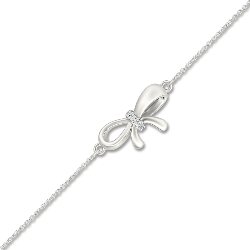 Main Image 2 of Diamond Accent Bow Bracelet Sterling Silver 7.75&quot;