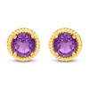 Thumbnail Image 1 of Natural Amethyst Rope Twist Frame Earrings Sterling Silver & 10K Yellow Gold