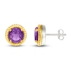 Thumbnail Image 3 of Natural Amethyst Rope Twist Frame Earrings Sterling Silver & 10K Yellow Gold