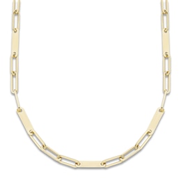 Engravable Five-Bar Paperclip Chain Necklace 14K Yellow Gold 18&quot;