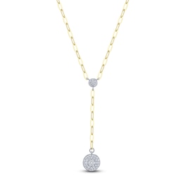 Shy Creation Multi-Diamond Y-Drop Necklace 1/2 ct tw 14K Yellow Gold 18&quot; JR55011947