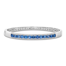 Le Vian Oval-Cut Natural Blue Sapphire Bangle Bracelet 1/2 ct tw Diamonds 14K Vanilla Gold