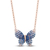 Thumbnail Image 0 of Le Vian Denim Ombré Sapphire Butterfly Necklace 14K Strawberry Gold 18"