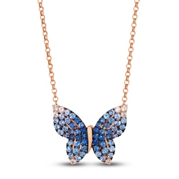 Le Vian Denim Ombré Sapphire Butterfly Necklace 14K Strawberry Gold 18&quot;