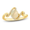 Thumbnail Image 1 of Pear-Shaped Natural Opal & Diamond Ribbon Ring 1/10 ct tw 14K Yellow Gold