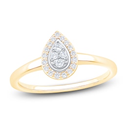 Multi-Diamond Pear-Shaped Halo Promise Ring 1/6 ct tw 10K Yellow Gold