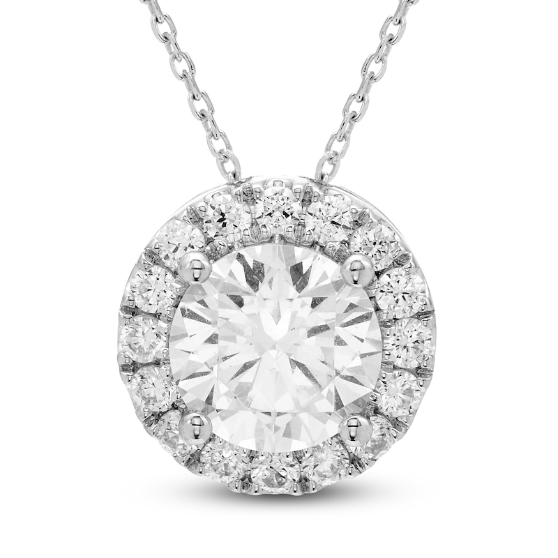 Main Image 1 of Brilliant Moments Diamond Halo Necklace 3 ct tw 14K White Gold 18&quot;