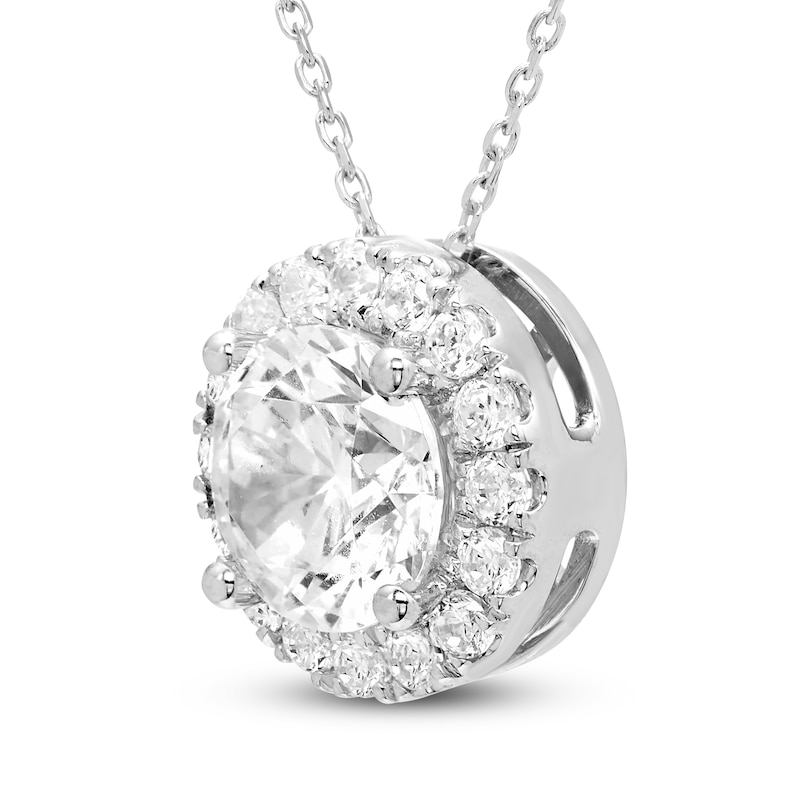 Main Image 2 of Brilliant Moments Diamond Halo Necklace 3 ct tw 14K White Gold 18&quot;