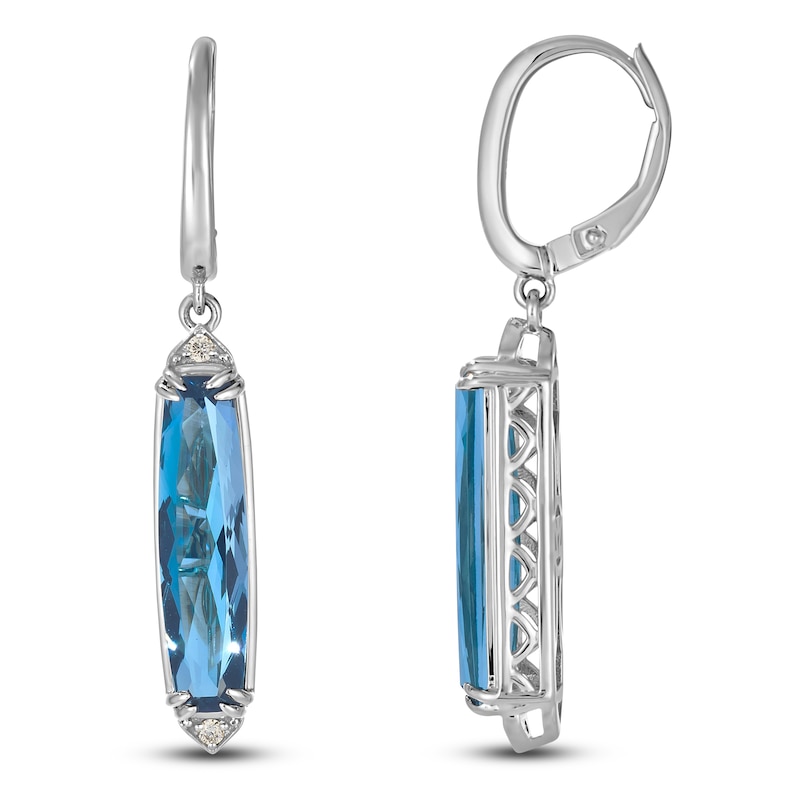 Main Image 1 of Le Vian Silhouette Elongated Cushion-Cut Natural Blue Topaz Dangle Earrings 1/20 ct tw Diamonds 14K Vanilla Gold