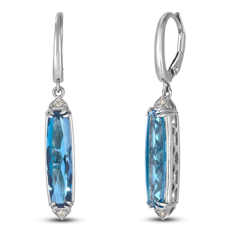 Main Image 2 of Le Vian Silhouette Elongated Cushion-Cut Natural Blue Topaz Dangle Earrings 1/20 ct tw Diamonds 14K Vanilla Gold