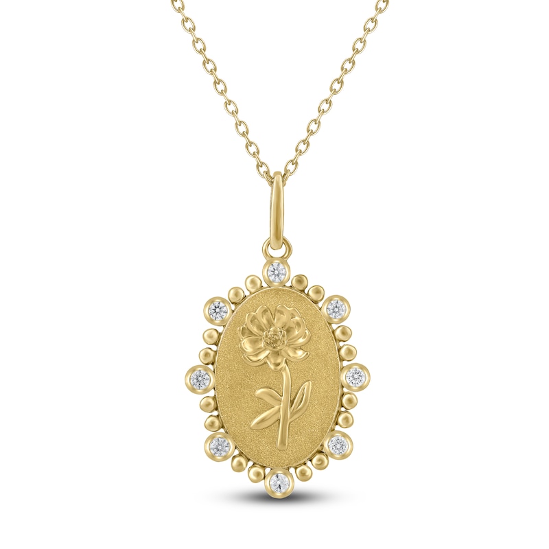 Main Image 1 of Chrysanthemum Birth Flower Diamond Necklace 1/4 ct tw 10K Yellow Gold 18&quot;