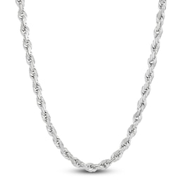 Solid Glitter Rope Chain 3.8mm 14K White Gold 22&quot;