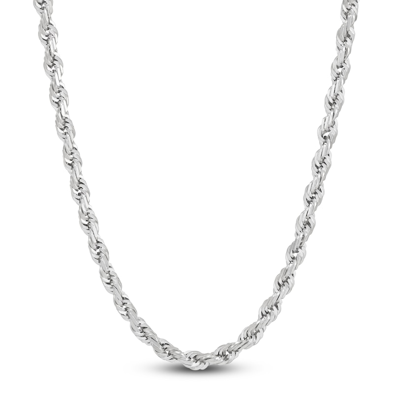 Solid Glitter Rope Chain 3.8mm 14K White Gold 22"