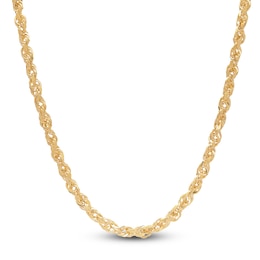 Solid Glitter Rope Chain Necklace 5.5mm 10K Yellow Gold 24&quot;