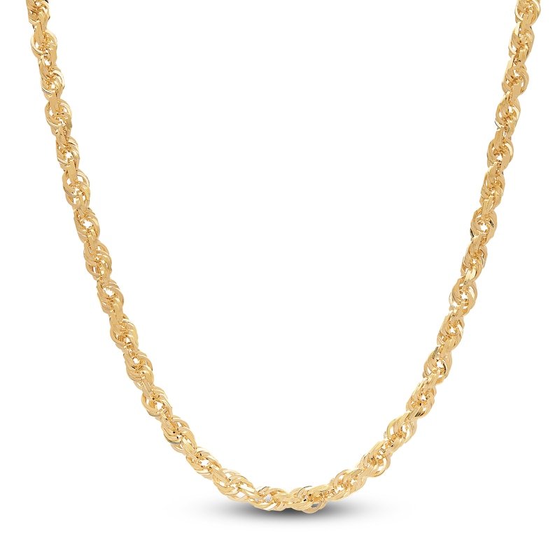 Main Image 1 of Solid Glitter Rope Chain Necklace 5.5mm 10K Yellow Gold 24&quot;