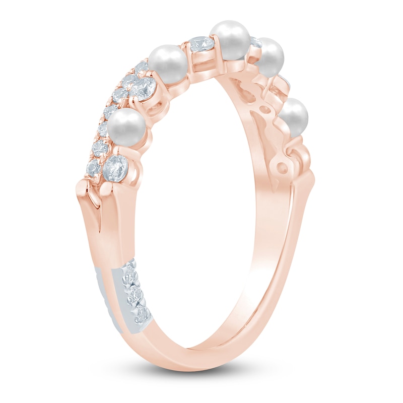 Main Image 2 of Pnina Tornai Cultured Pearl & Diamond Two-Row Contour Anniversary Ring 1/3 ct tw 14K Rose Gold