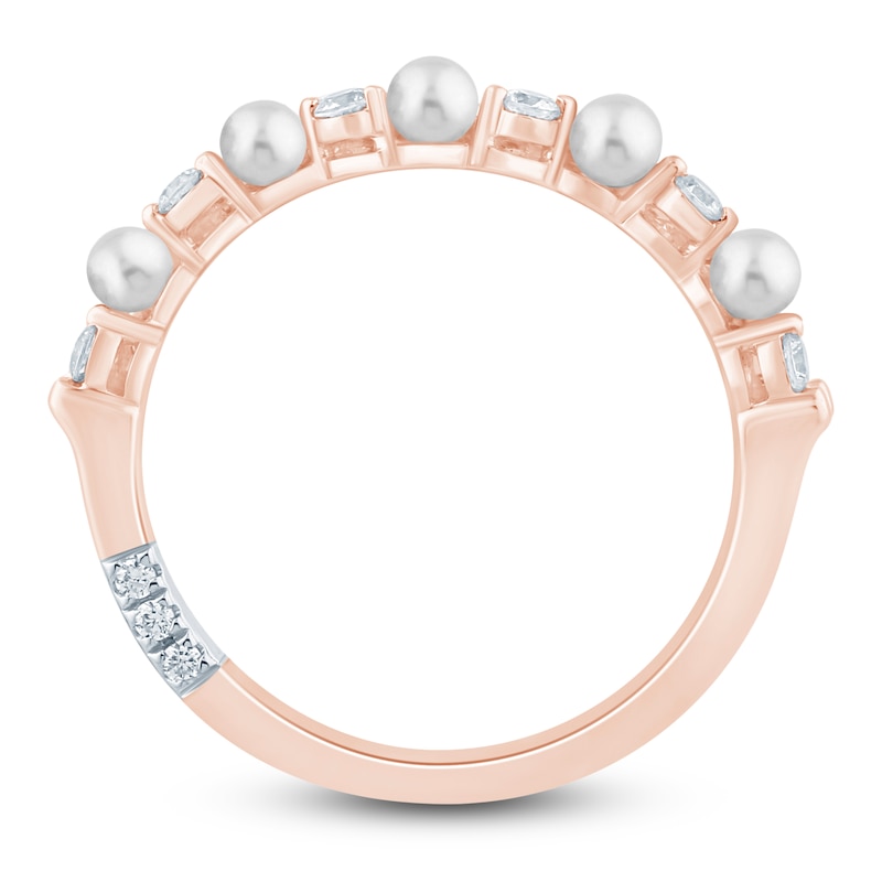 Main Image 4 of Pnina Tornai Cultured Pearl & Diamond Two-Row Contour Anniversary Ring 1/3 ct tw 14K Rose Gold