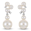 Thumbnail Image 1 of Cultured Pearl & White Lab-Created Sapphire Scatter Dangle Earrings Sterling Silver