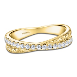 Kirk Kara Diamond Filigree Crossover Wedding Band 1/4 ct tw 14K Yellow Gold