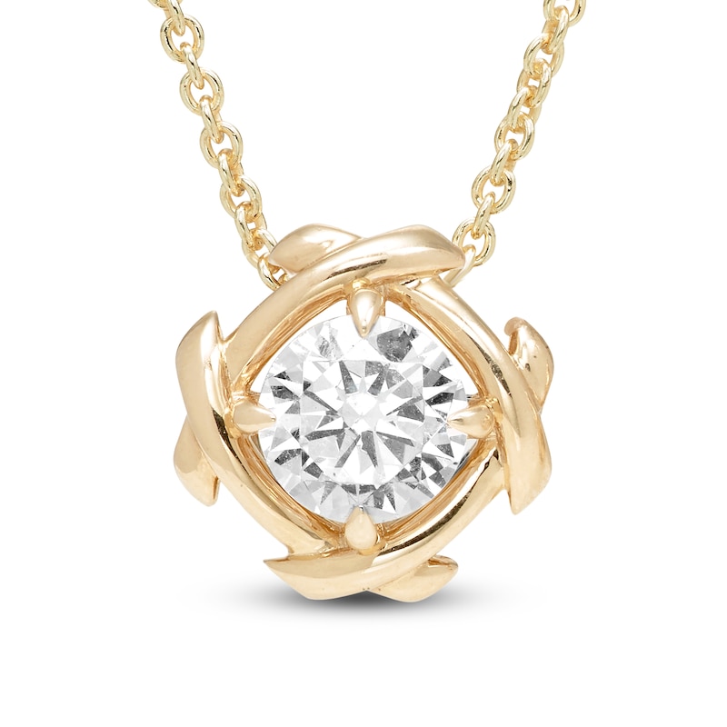 Main Image 1 of Unspoken Diamond Solitaire Necklace 1 ct tw 14K Yellow Gold 18&quot; (I1/I)