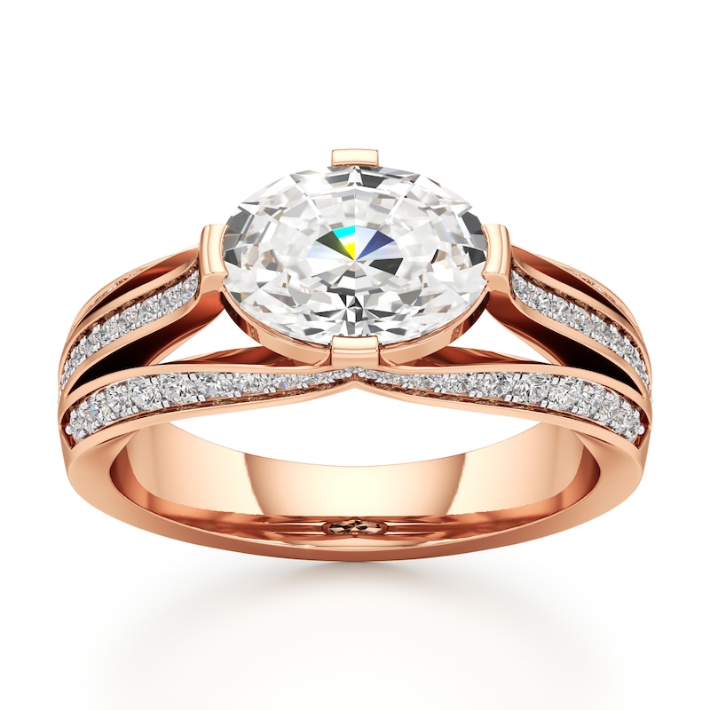 Main Image 1 of J'Lure Lab-Created Diamond Oval Step-Cut Engagement Ring 2-3/8 ct tw 18K Rose Gold