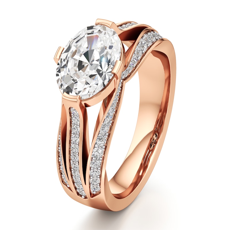 Main Image 4 of J'Lure Lab-Created Diamond Oval Step-Cut Engagement Ring 2-3/8 ct tw 18K Rose Gold