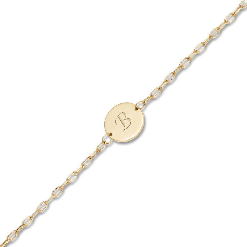 Main Image 2 of Engravable Initial Disc Bracelet 14K Yellow Gold 7.25&quot;