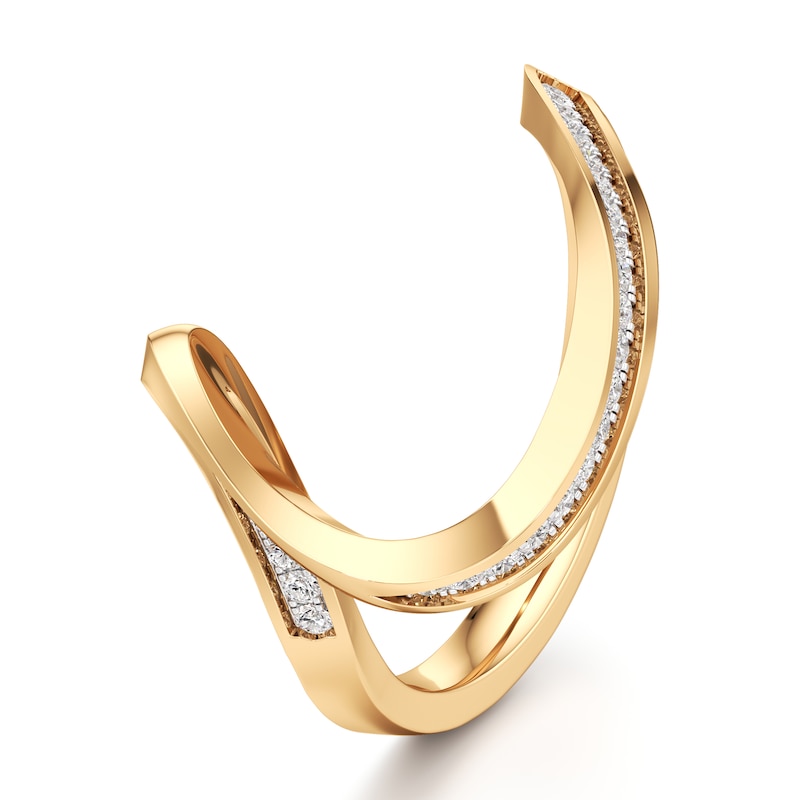 Main Image 4 of J'Lure Lab-Created Diamond Contour Wedding Band 1/5 ct tw 18K Yellow Gold