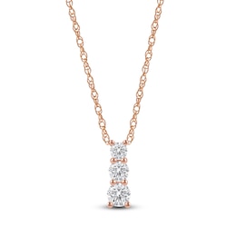 Lab-Created Diamond Graduated Three-Stone Drop Necklace 1/2 ct tw 14K Rose Gold 18&quot;