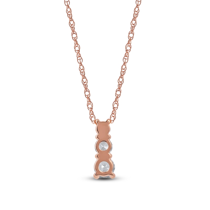 Main Image 3 of Lab-Created Diamond Graduated Three-Stone Drop Necklace 1/2 ct tw 14K Rose Gold 18&quot;