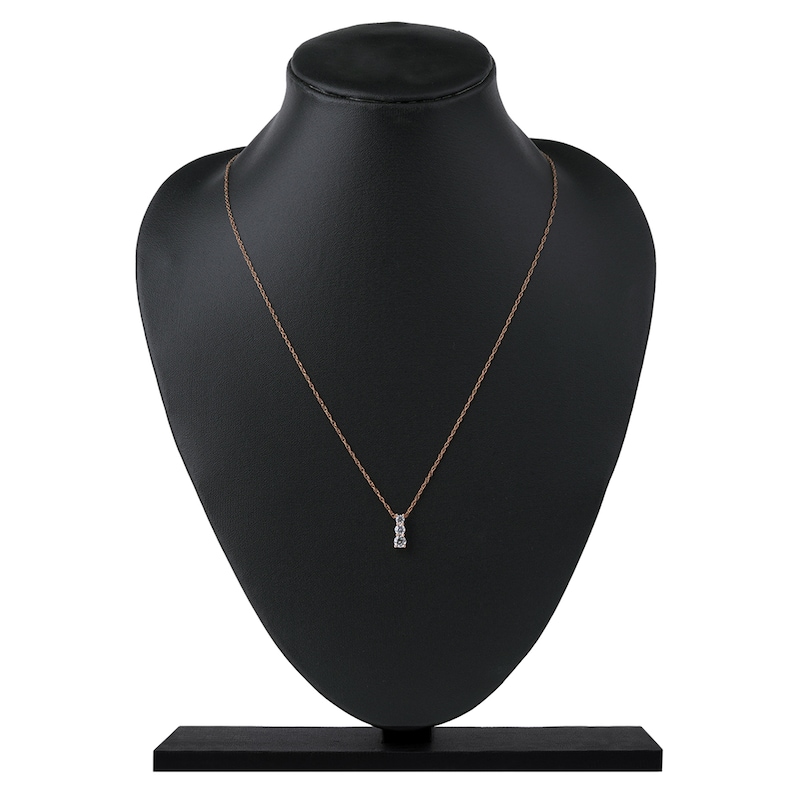 Main Image 5 of Lab-Created Diamond Graduated Three-Stone Drop Necklace 1/2 ct tw 14K Rose Gold 18&quot;