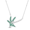 Thumbnail Image 1 of Lab-Created Emerald Sideways Palm Tree Necklace Sterling Silver 18&quot;