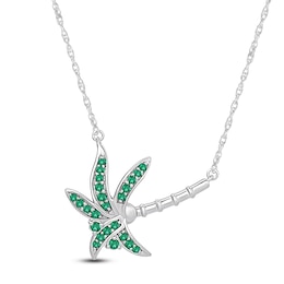 Lab-Created Emerald Sideways Palm Tree Necklace Sterling Silver 18&quot;