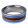 Thumbnail Image 1 of Men's 10mm Blue Epoxy & Football Inlay 14K White Gold Ring