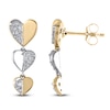 Thumbnail Image 2 of Multi-Diamond Heart Trio Drop Earrings 1/5 ct tw 10K Yellow Gold & Sterling Silver