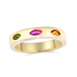 Color Stone Flush Design Ring