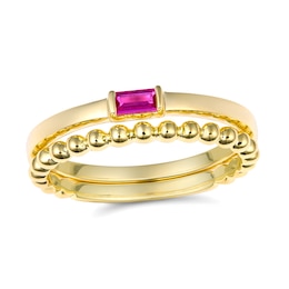 Color Stone and Beaded Double Band Stackable Ring