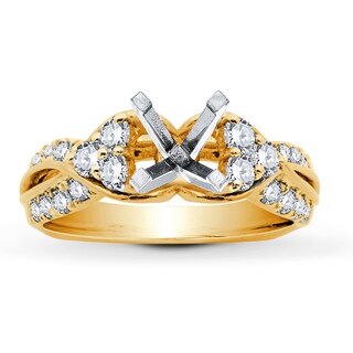 Palm leaf diamond ring in yellow gold — Beabond