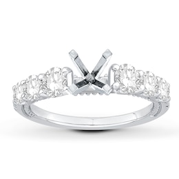 Diamond Engagement Ring Setting 1-1/3 ct tw Round 18K White Gold