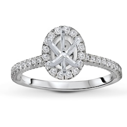 Diamond Engagement Ring Setting 1/3 ct tw Oval 14K White Gold