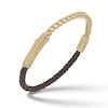 Thumbnail Image 1 of Marco Dal Maso Men's Brown Leather Bracelet Sterling Silver/18K Yellow Gold-Plated 8&quot;